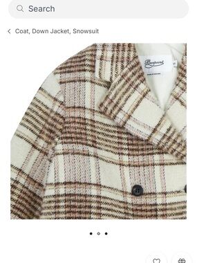 Bonpoint Plaid Wool Blend Pea Coat in Cream and Brown